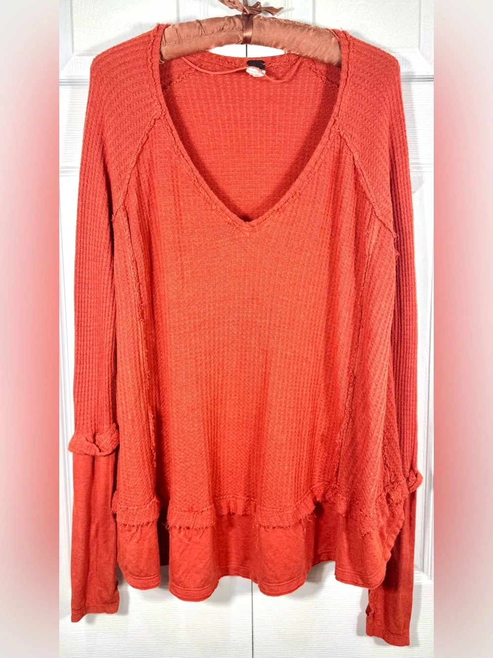 Free People We The Free Laguna Thermal Top Rust Orange oversized XS